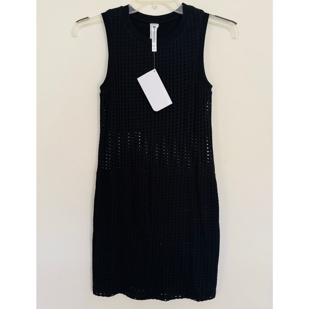 Fabletics Womens Black Bryce Cotton Breezy Mesh Breathable Dress Sz 2 Small NEW - Picture 3 of 11